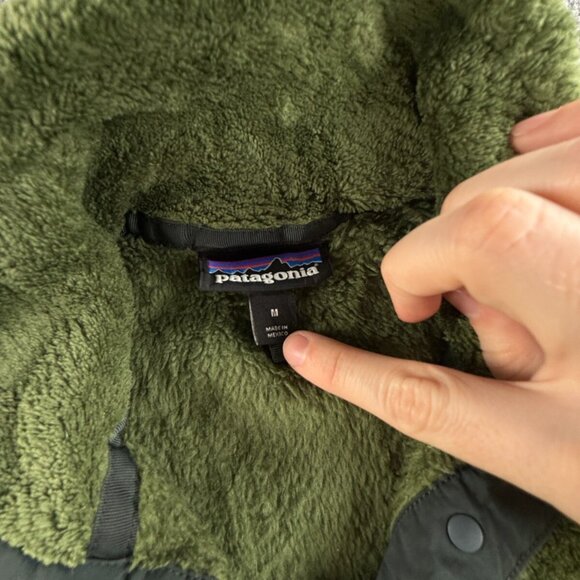 Patagonia Fleece Jacket Women Pullover Snap Green Soft Pocket Fuzzy Medium Logo - Picture 13 of 16